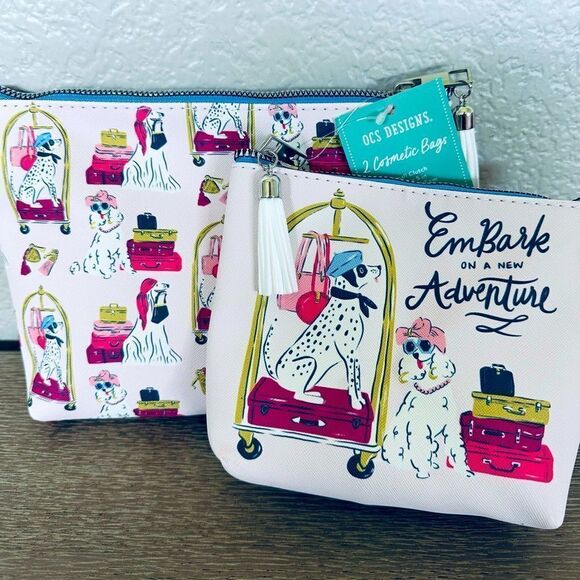 Travel Dogs EmBark on a New Adventure Zipper Cosmetic Bags Set - Picture 1 of 4